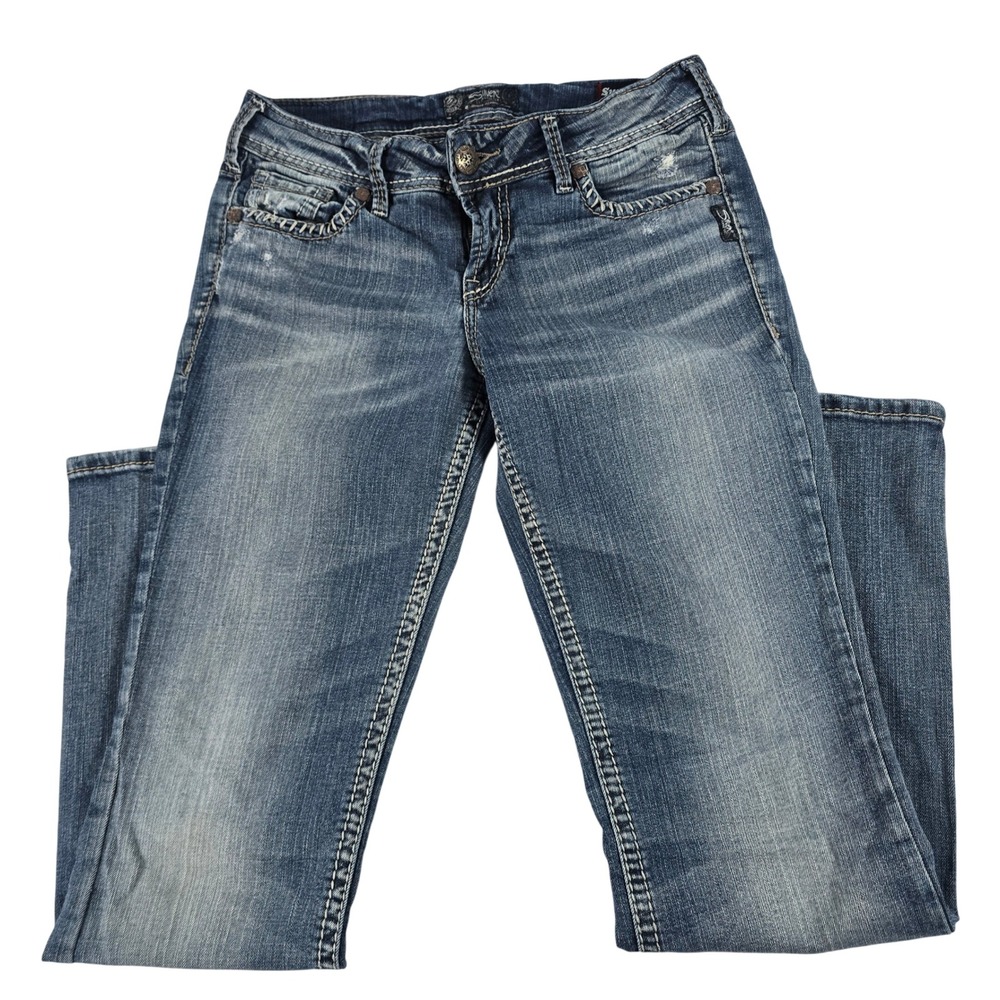 Silver Jeans Co Suki Mid Slim Boot Jeans W29 L31 Blue Super Stretch L93616SJL219
